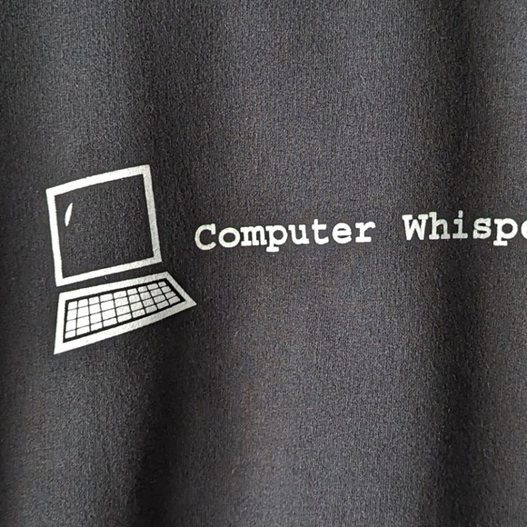 Vintage 90s Computer Whisperer Crew Neck Sweatshirt Black Unisex Large - Picture 2 of 6